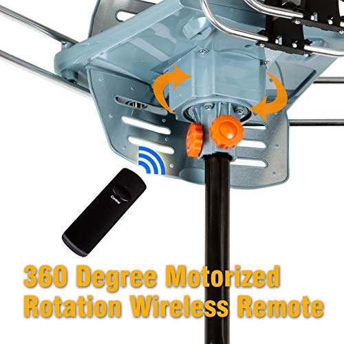 Five Star [Newest 2020] Hdtv Antenna Amplified Digital Outdoor Antenna 150 Miles Range, 360 Degree Rotation Wireless Remote, With 40Ft Rg6 Coax Cable Installation Kit Supports 5 Tvs #TOP1