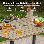 PHI VILLA Gartentisch Metall in Teakoptik