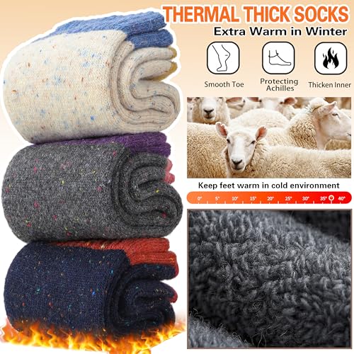 Image of Sandsuced 5 Pack Merino Wool Boot Hiking Socks for Women Warm Winter Thick Thermal Cozy Work Soft Ladies Socks