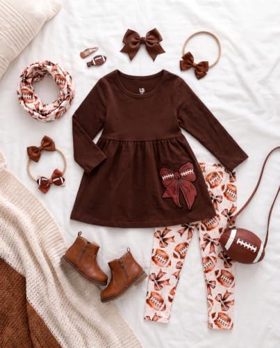 Image of Unique Baby Girls Kids Toddler 3pc Outfit Set Long Sleeve Stretch Tunic Top Leggings and Scarf