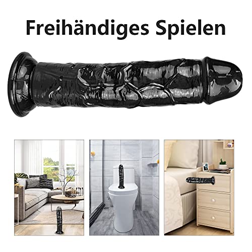 Grote zwarte penisdildo, 25cm xxl realistische enorme dildo met speen groot voor handsfree spelen didlo G-spot anale simulatie, seksspeeltjes voor vrouwen extreem - Afbeelding 4