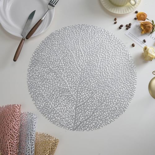 Sets de table ronds argentés corail 38 cm table cuisine moderne - 2