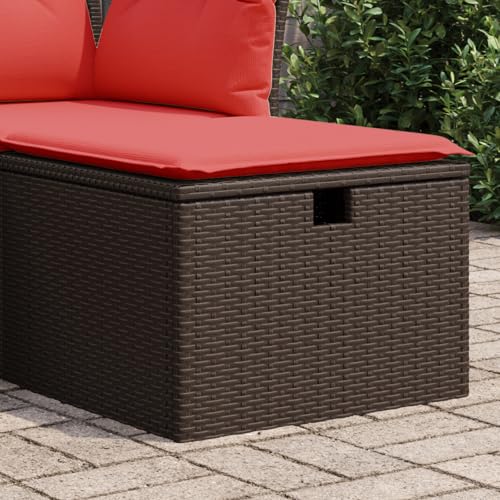 Tabouret de jardin robuste en polyrotin marron tressé main - 4