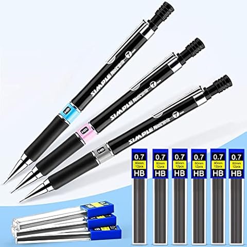CORSEHILD 0.7mm Mechanical Pencil Set with Erasers Cover