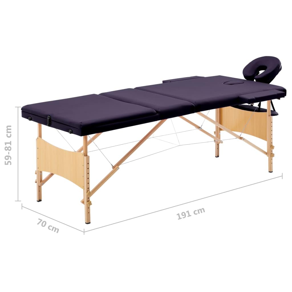 Table de Massage Pliable 3 Zones Bois Violet,Santé & beauté,Hygiène personnelle,Massage & Relaxation,Tables de Massage,18.85 kg-110189