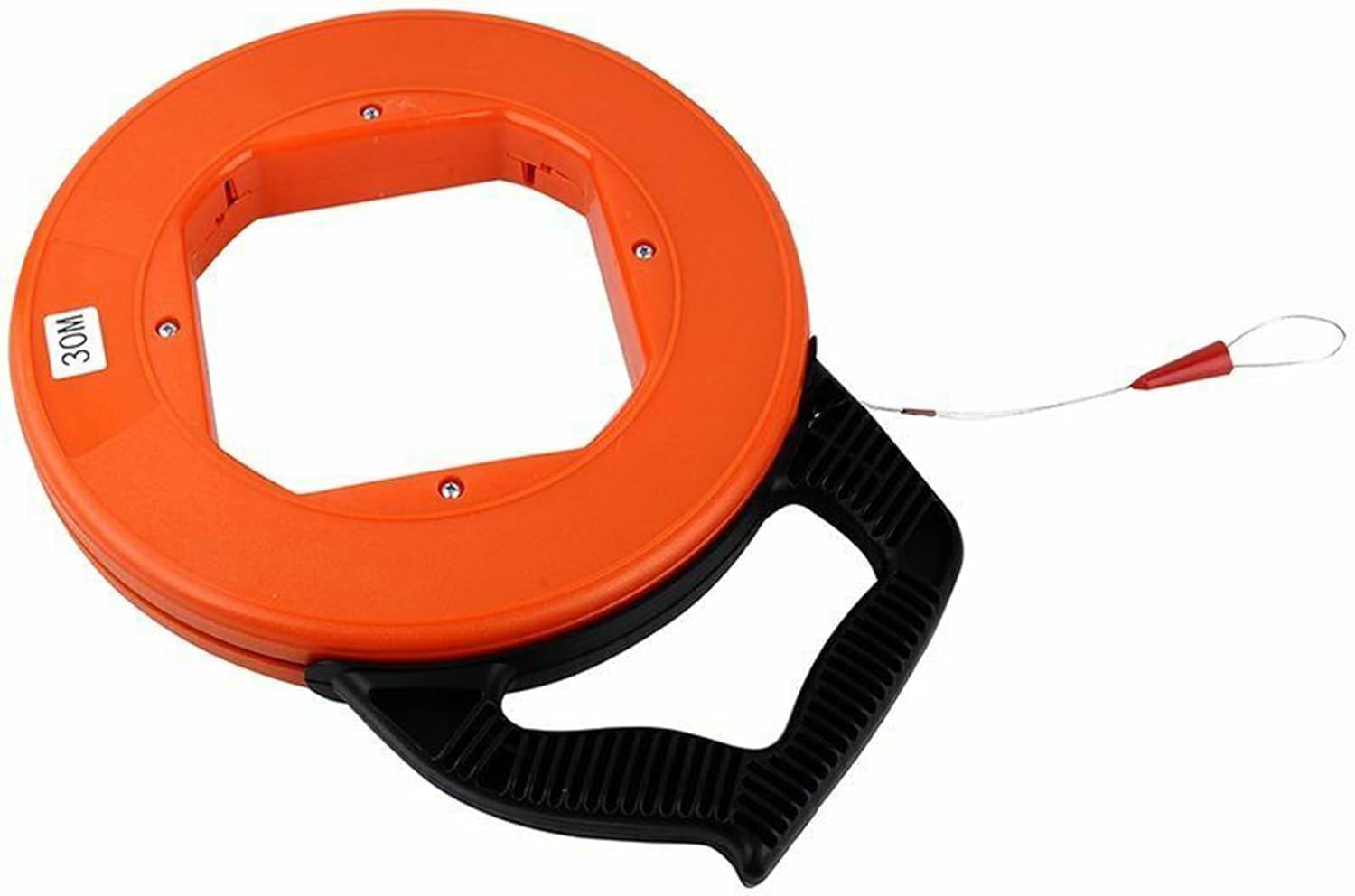 SagaSave Electrical Fiberglass Fish Tape, 98.4 ft, High Strength Cable Puller Tool, with Durable Housing, Orange