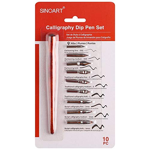 Kit Caligrafia 09 Penas + Cabo de Caligrafia Sinoart