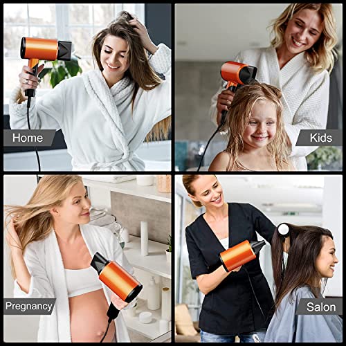 Lightweight Ionic Hair Dryer, 1800W Professional Negative Ions Blow Dryer With Powerful Ac Motor, 2 Magnetic Attachments, 3 Heat Settings / 2 Speed, Fast Drying Hair Blow Dryer For Home, Travel, Salon #TOP5