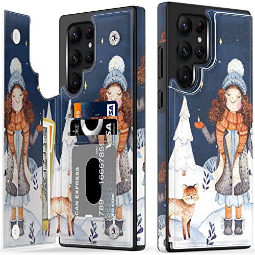 LETO Galaxy S22 Ultra Case,Luxury Flip Folio Leather Wallet Case Cover with Fashion Designs for Girls Women,Card Slots Protective Phone Case 6.8