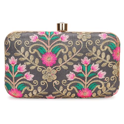 Image of LONGING TO BUY Hand Crafted Designer Box Clutch - Zari Embroidery For Women