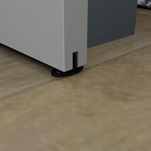 Miniatura 3 de JUBEST Juego de 2 guías de suelo de aluminio negro para puertas correderas de granero, guía en forma de T, montaje en piso, se instala fácilmente