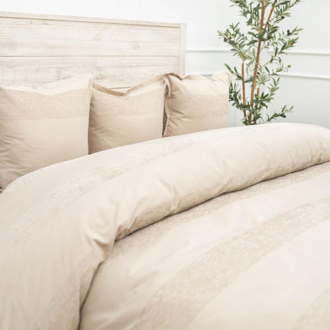 Beddy's One Piece Zippered Closure Tan Duvet Cover Bedding, Easy Zip Closure Cotton Bedding Mattress Cover, Twin Full Queen and King Sized Duvet Comforter Sets