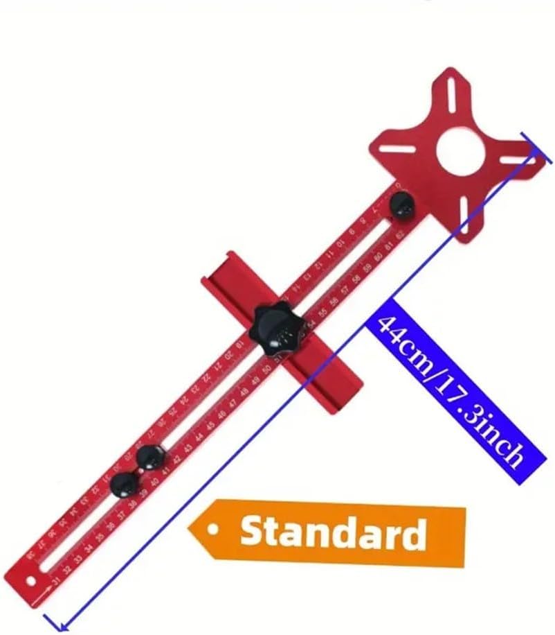 Aluminum Alloy Router Milling Groove Bracket, Circle Cutting Jig Woodworking Cabinet, Quick-Disassembly Punch Tool with Detachable Base, Red Finish Trim Routers (Regular Model)(A)