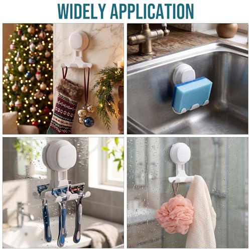 Image of TAILI Suction Cup Razor Holder for Shower 2 Pack, Upgraded Visible Safety Indicator, Rust-Resistant Bathroom Organizer, No-Drill Glass Shower Wall Hook for Towel, Loofah, Razor, Squeegee, Easy to Use