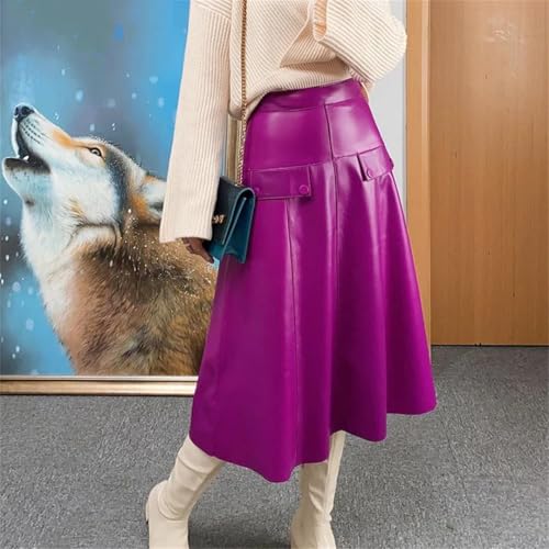 Women Retro Genuine Leather Over-The-Knee Long Pleated Maxi French Style Stylish Purple Skirt Coffee M steampunk buy now online Women Retro Genuine Leather Over-The-Knee Long Pleated Maxi French Style Stylish Purple Skirt Coffee M steampunk buy now online