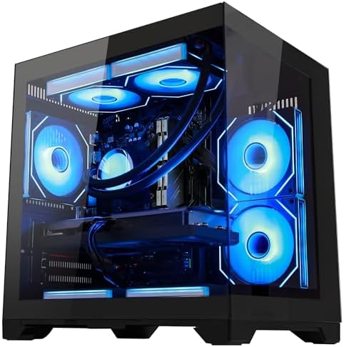 HELLOLAND Gaming Desktop PC- AMD Ryzen 5 9600X 6-Core 3.9GHz- AMD RX 9060XT 16GB- 32GB DDR5 RAM- 1TB PCIe SSD- WiFi & BT- PSU 650W- 240mm Liquid Cooler & ARGB Fans with Software- Windows 11- Black - 2