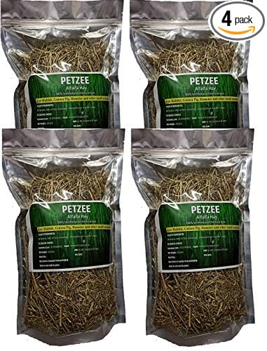 Petzee Alfalfa Hay, Food for Rabbits, Guinea Pig, Hamsters and Other Small Animals (400 GMS)- Pack of 4
