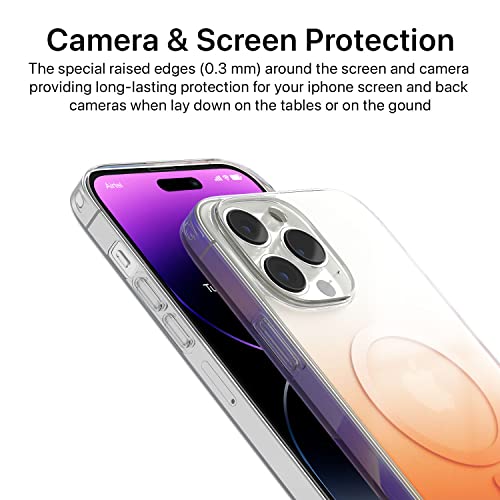 Image of eller sante Zurich MAGPRO Gradient Colored for iPhone 14 Pro Case Cover, Transparent, 6 Feet Drop Protection, Shockproof, Scratch Resistant, Slim, Compatible with MagSafe Back Cover - Yellow