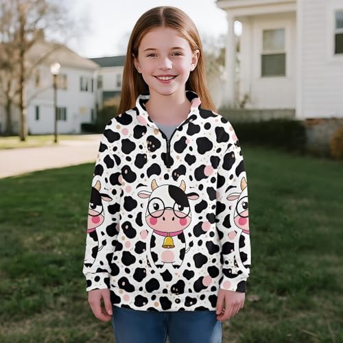 Image of AmzPrint Girls Graphic Quarter Zip Coat Long Sleeve Lightweight Oversized Athletic Running Hoodies For Kids Teen Girls