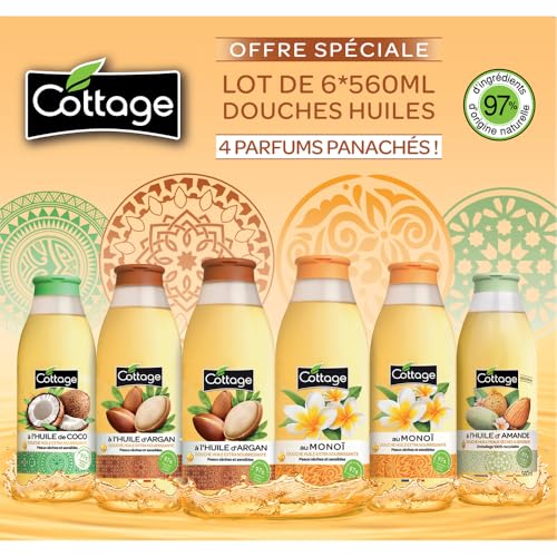 Cottage - OFFRE SPECIALE - Colis Panaché 6 Douches Huile Extra Nourrissantes 560ml - 97% d'ingrédients d'Origine Naturelle - Fabriqué en France