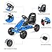 HONEY JOY Pedal Go Kart, 4-Wheel Off Road Pedal Car w/Handbrake & Clutch, 2-Position Adjustable Seat, Ride On Go Cart for Kids, Gift for Boys Girls(Blue)