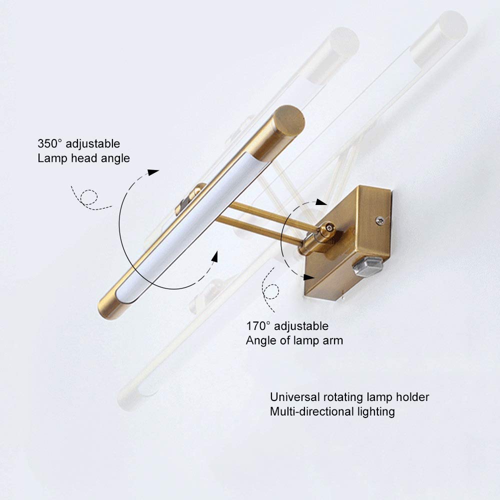 Luci da parete, Lampada da parete for bagno 5W Lampada da specchio for trucco moderna a LED con interruttore Angolo regolabile Lampada for foto rifinita in metallo Raccordo for bagno, 3 modalità di il