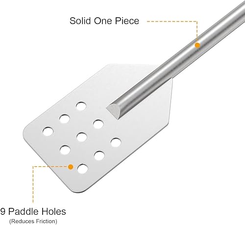 Miniatura 6 de Espátula de mezcla de paleta de mezcla de acero inoxidable de 42 pulgadas, perfecta para cocinar, cangrejos y preparar, parrilla, hervidores de