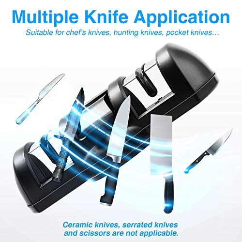 Kitchen Knife Sharpener, Manual Pocket Knife Sharpener with Suction Cup, 2-Step Knife Sharpening to Restore and Polish Blades - Thumbnail 5