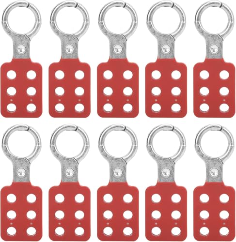 Image of Lock Out Tag Out Hasp, 10Pcs Aluminium Lockout Tagout Hasp Kit with 6 Holes Interlock for Lockout Station, Safety Hasp Lock for Padlocks