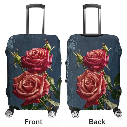 Luggage Covers Anti-Scratch Suitcase Cover Shabby Chic Roses Washable Elastic Suitcase Protector Travel Luggage Protector Covers Carry On Luggages Cover L (26-28 inches)3
