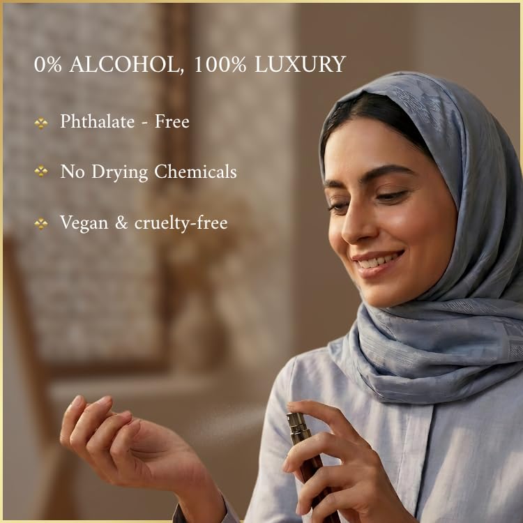 Dukhni Dahab 10 ml Non-Alcoholic Perfume Spray | Luxurious long lasting travel-friendly cologne | Opulent oriental floral woody scent for men & women | Eau de parfum