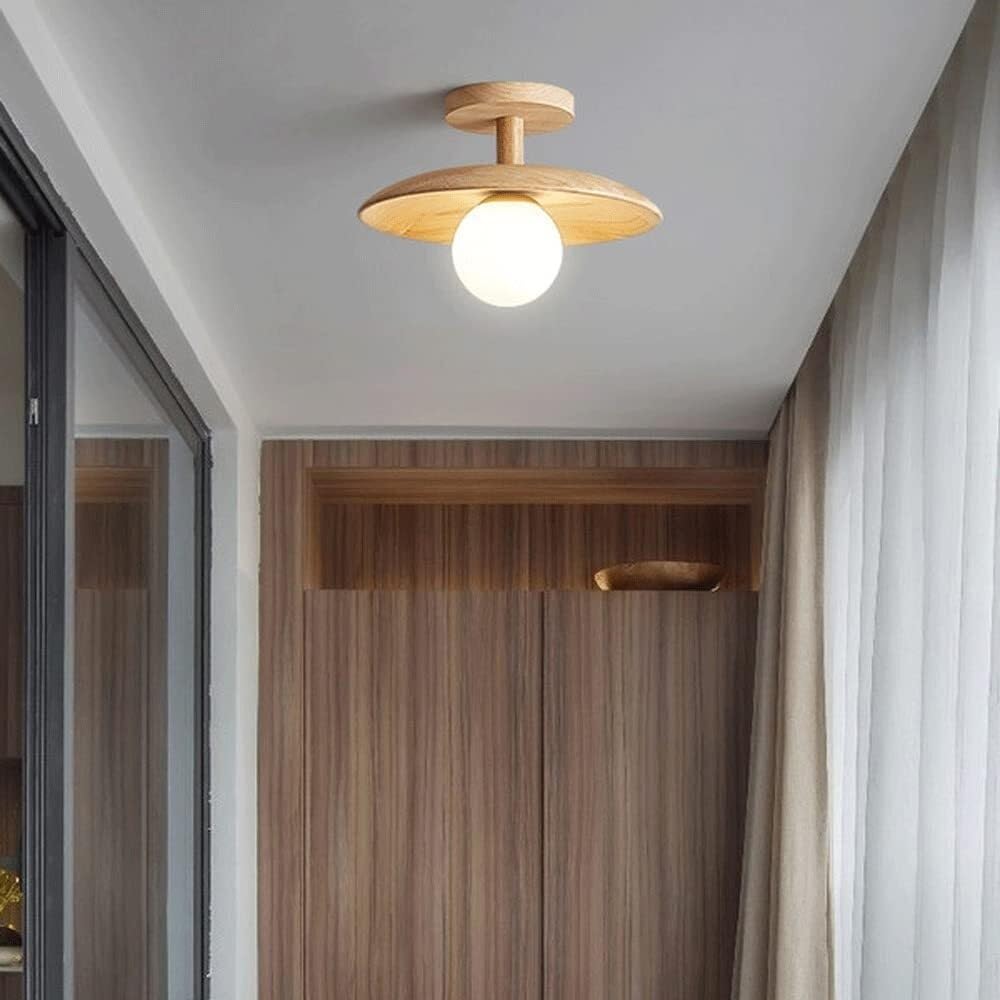 Japońska Minimalistyczna Lampy Sufitowa Do Montażu Podtynkowego, Lampy Sufitowa Z Drewna Gumowego Do Salonu, Sypialni, Jadalni(28cm/11in)