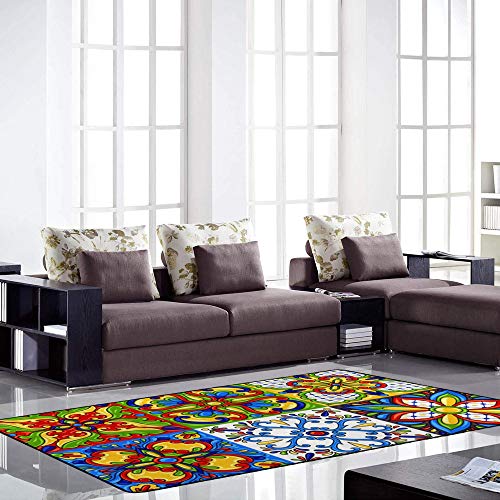 Tapis Talavera lavable et durable Ruchen grand format ethnique coloré - 3