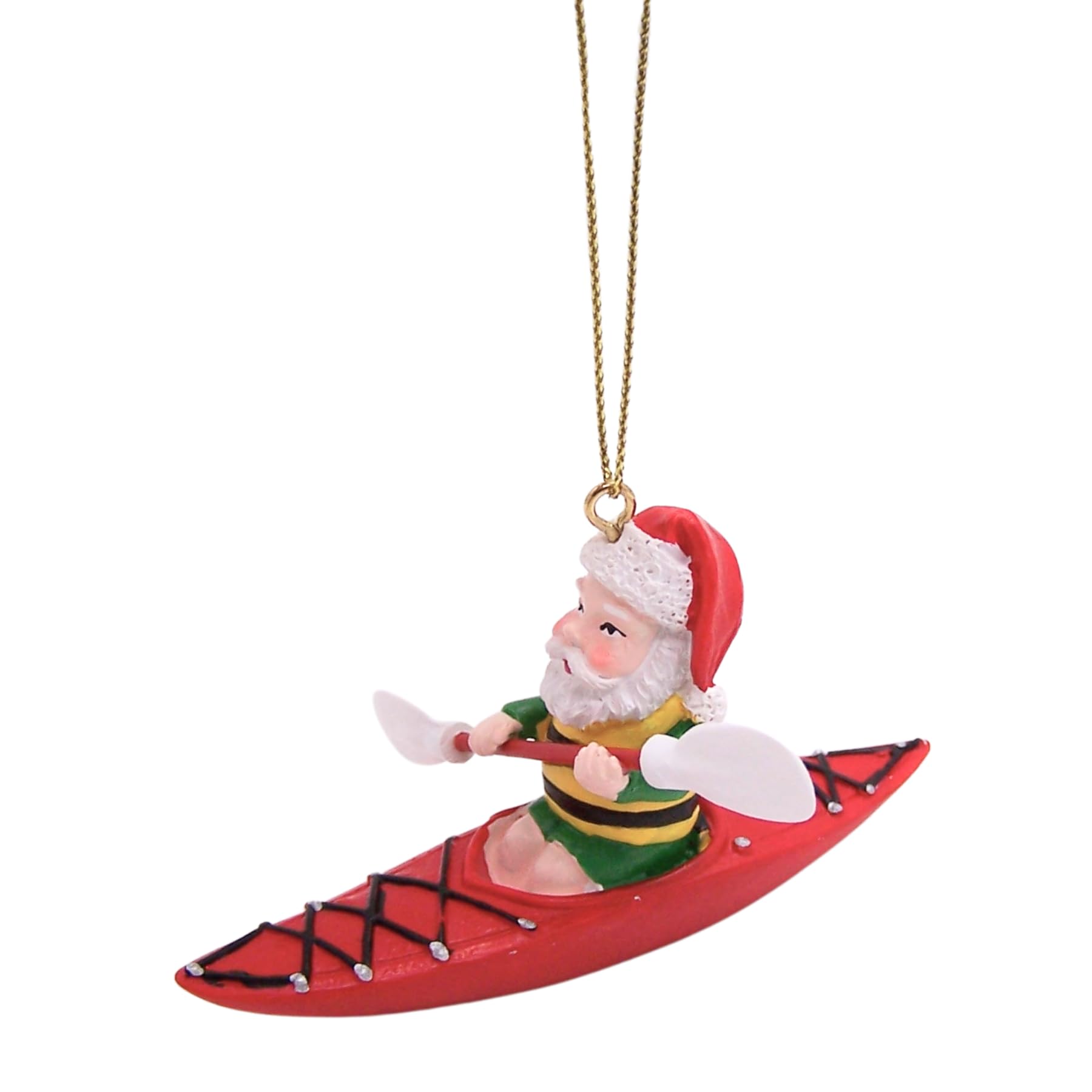 Décoration de Noël en kayak Père Noël miniature aux détails soignés 9.5cm