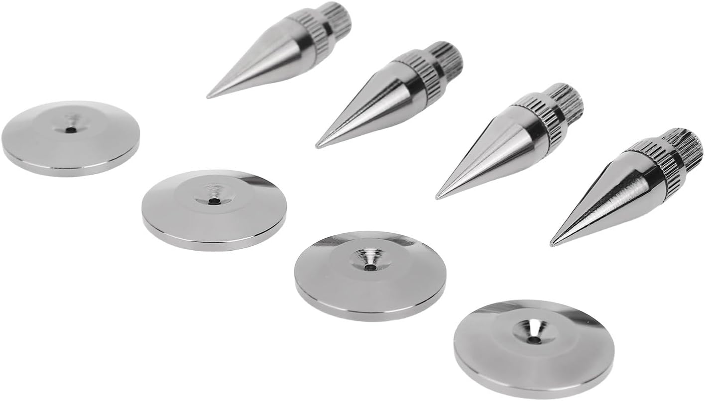Fabater Speaker Spikes, Adjustable Copper Vibration Reduction Isolation Spikes, Floor Protectors with Base Pads for Speakers Subwoofers Amplifiers Turntables CD DVD Players