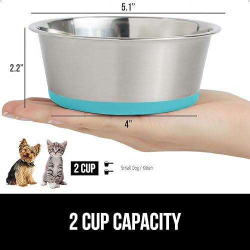 Vista 57 de GORILLA GRIP Juego de 2 cuencos para perros, con capacidad para 8 tazas (64 onzas líquidas), cuenco de metal resistente para alimentos y agua