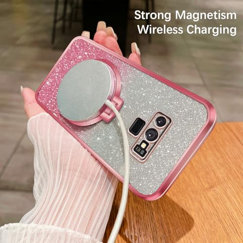 Image of for Samsung Galaxy Note 9 Case, with Lanyard Strap Makeup Mirror Case Magnetic Holder Stand Girls Soft TPU Bumper Protection Cover for Galaxy Note 9 Case (2018) - Rose Gold