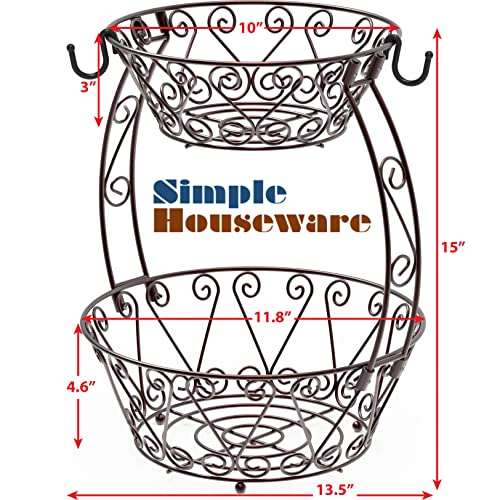 Simple Houseware 2-Tier Countertop Fruit Basket Bowl Storage, Bronze #TOP1