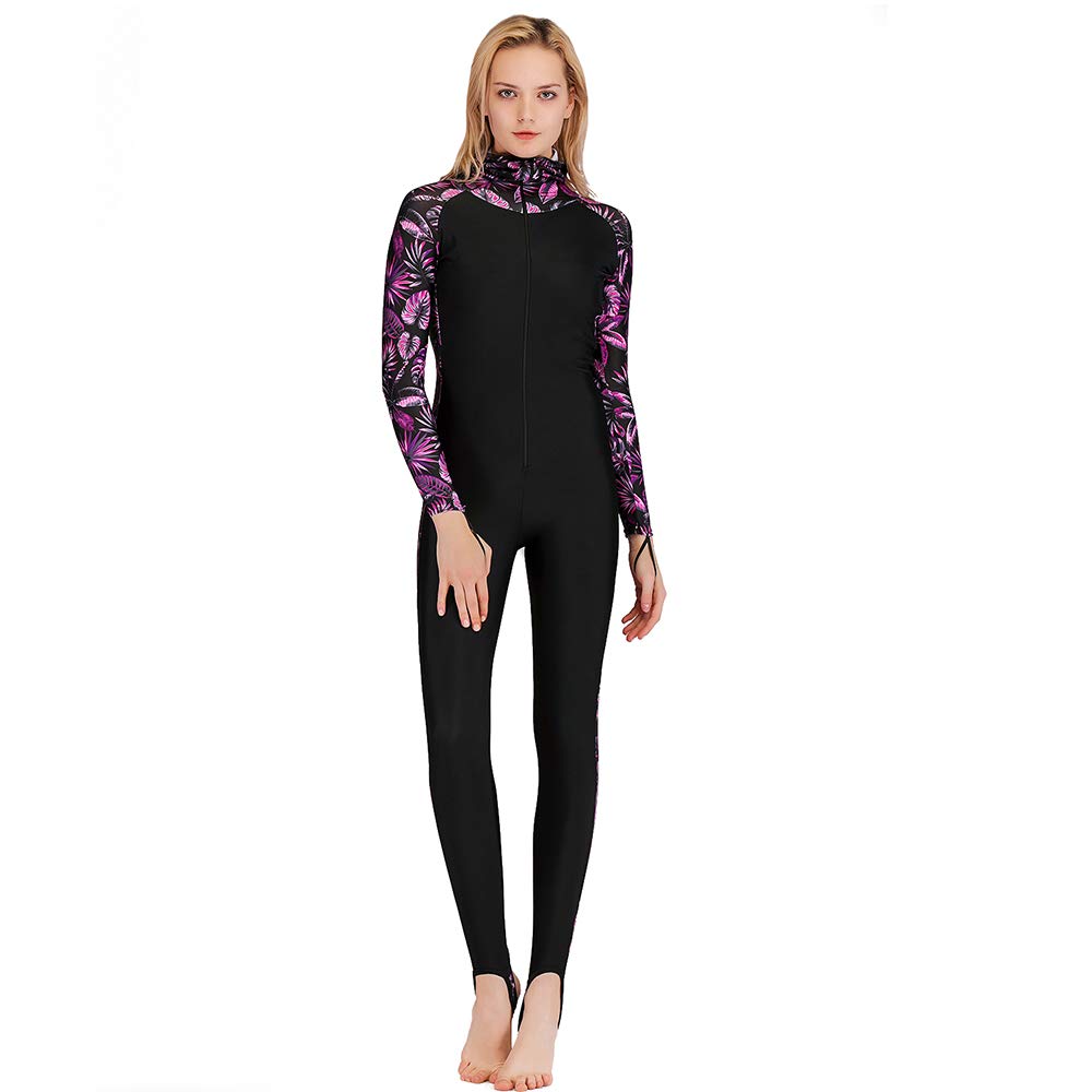 Mute per Donna, Completo in Lycra Tuta Intera Anti-UV Siamese a Maniche Lunghe Abbigliamento da Surf ad Asciugatura Rapida per Attrezzatura Subacquea Sport d'Acqua Spiaggia,Purple,L