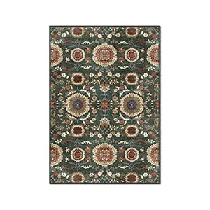 Retro Amerikaanse donkergroene exotische Perzische bloemen etnische stijl woonkamer slaapkamer vloermatten studie…