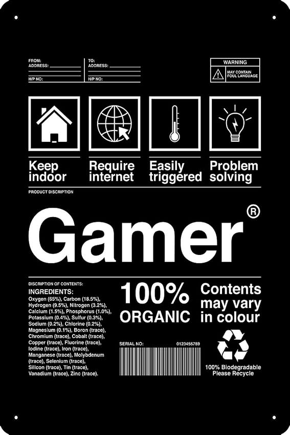 Gamer Product Package Shipping Carton Metal Print 8 x 12 Inch Funny Metal Tin Sign Game Room Man Cave Wall Decor