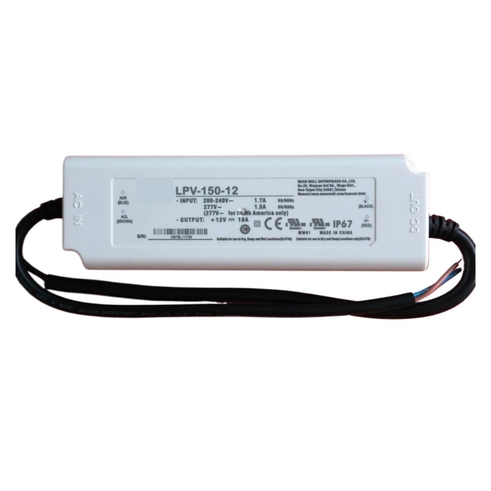 IPNDKBFL LPV-150 12V 15V 24V 36V 48V Waterproof Switching Power Supply LPVL-150(LPVL-150-24)