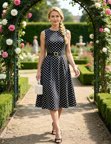 Image of Simple Flavor Women's Vintage Dress Sleeveless O-Neck Party Cocktail Dress