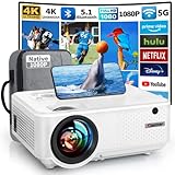 Beamer, Full HD 1080P Beamer 13000 Lumen 5G WiFi Bluetooth Beamer 4K Heimkino Unterstützt, Giaomar LED Video Beamer 300'' Display, kompatibel mit TV Stick,Smartphone,PS5 Projektor【Helligkeit Upgrade】