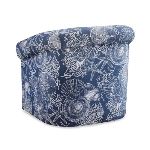Sillón giratorio con tapizado azul y patrón marino miniatura 6
