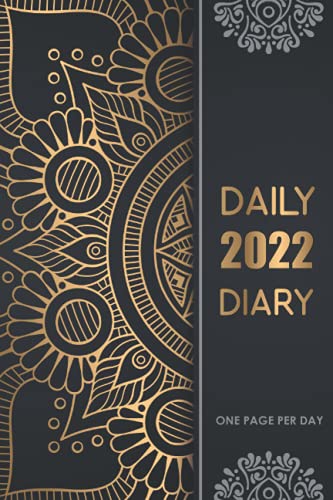 Daily Diary 2022 One Page Per Day: One year 365 day fully line and dated journal, January 2022-December 2022, One page a day with month tabs, with Golden Mandala Cover