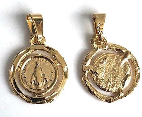 Small Miraculous Medal Coin 18K Gold Plated 17 Inches Ball Chain - Image 5