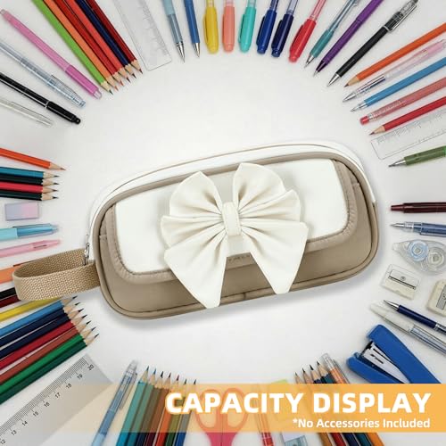 Image of Large Pencil Case for Girls Teens Kids School Zipper Pencil Pouch Brown
