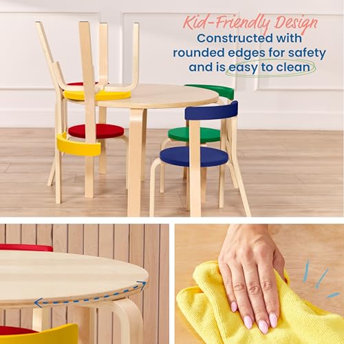 Image of ECR4Kids Bentwood Table and Curved Back Chair Set, Kids Furniture, Assorted, 5-Piece