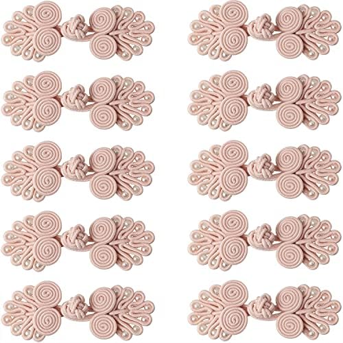 LUORNG 10PCS Chinese Closure Buttons, Chinese Knots Frog Buttons Closure Sewing Buttons Fasteners for DIY Sewing Sweater Cheongsam Cloak Coats Scarf Cardigan and Costumes Outfit Sewing, Dusty Pink